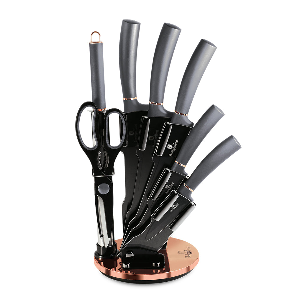 Stainless steel knife set with acrylic stand SW:2089 B BLACK – SwissLine