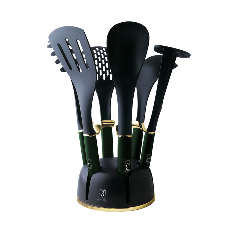 7-Piece Kitchen Tool Set w/ Stand - Emerald