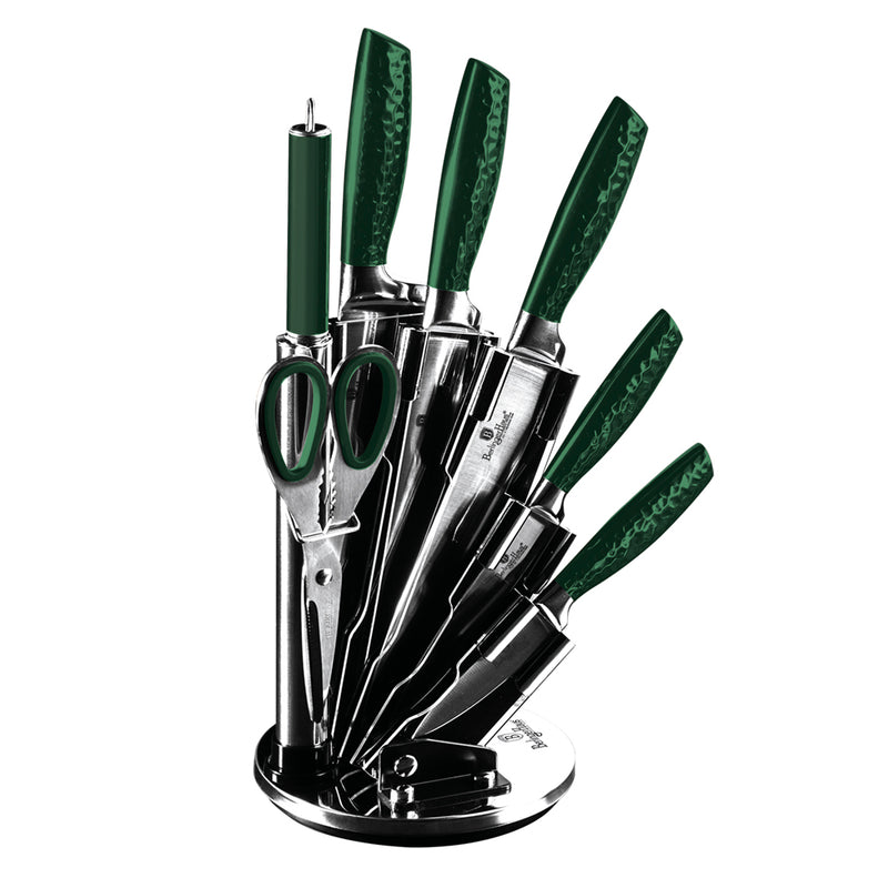 8-Piece Knife Set w/ Acrylic Stand - Emerald