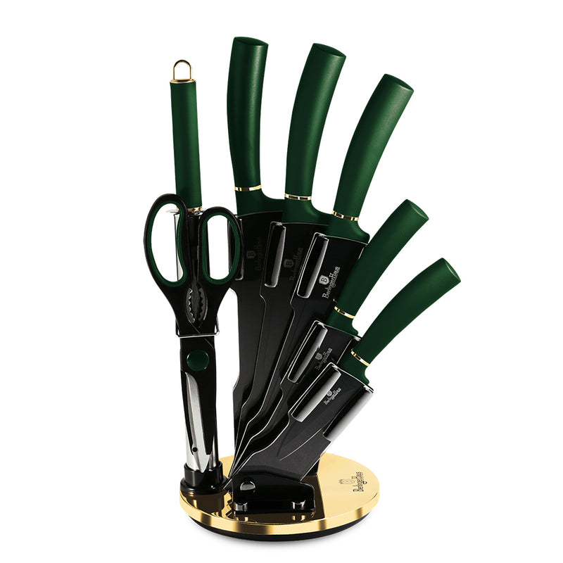 8-Piece Knife Set w/ Acrylic Stand - Emerald
