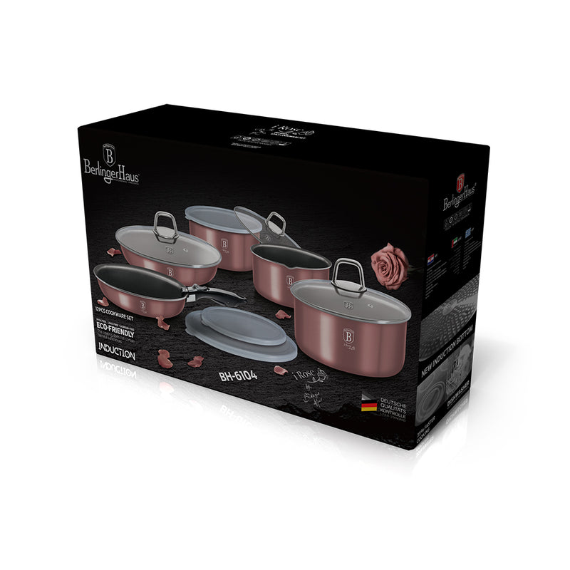 12-Pieces Cookware Set w/ Detached Ergonomic Handle