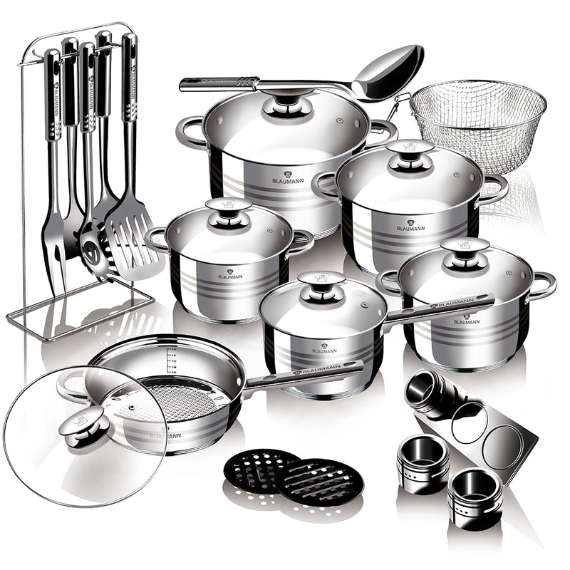 27-Piece Jumbo Stainless Steel Cookware Set