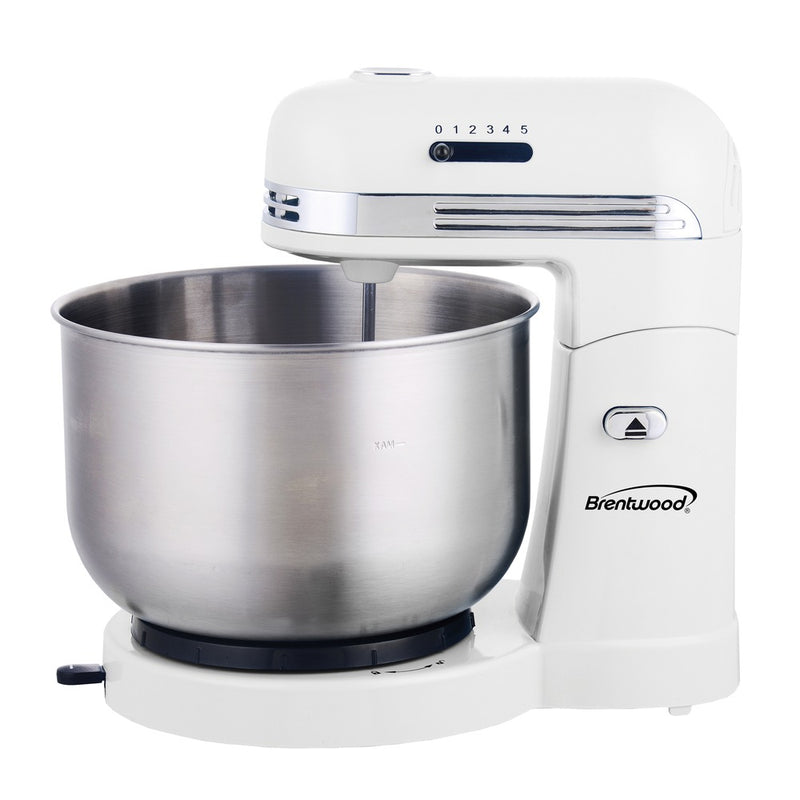 5-Speed Stand Mixer with 3-Quart Stainless Steel Mixing Bowl (White)
