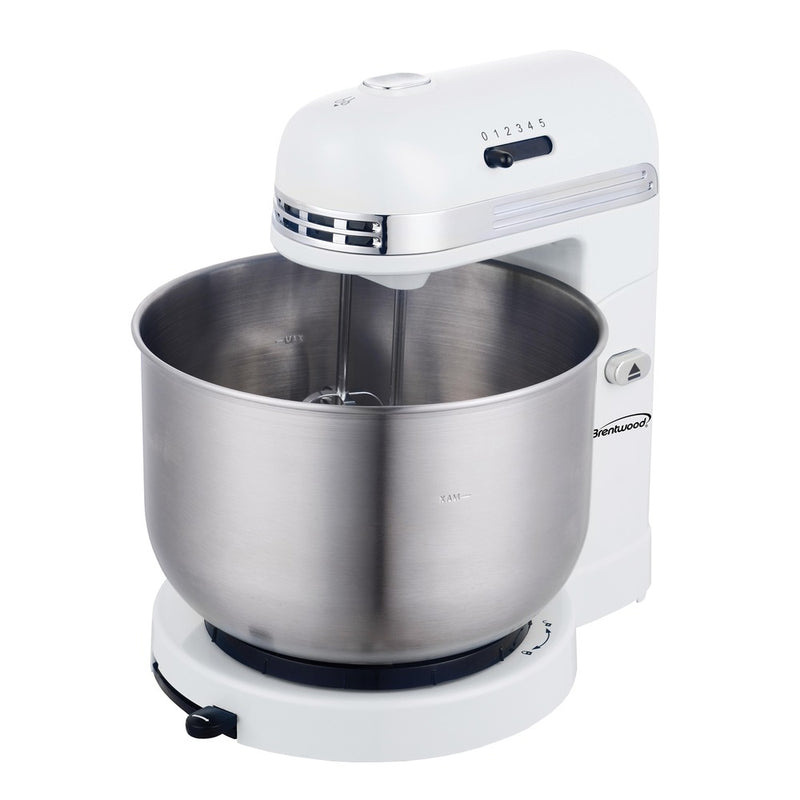 5-Speed Stand Mixer with 3-Quart Stainless Steel Mixing Bowl (White)