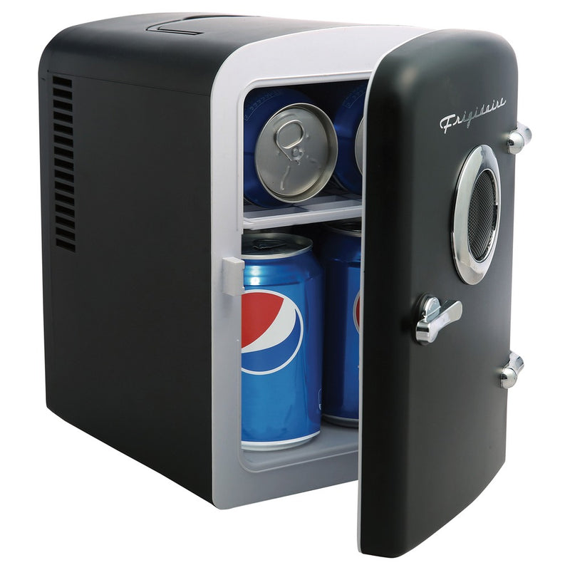 6-Can Retro Portable Beverage Refrigerator with Bluetooth® Speaker