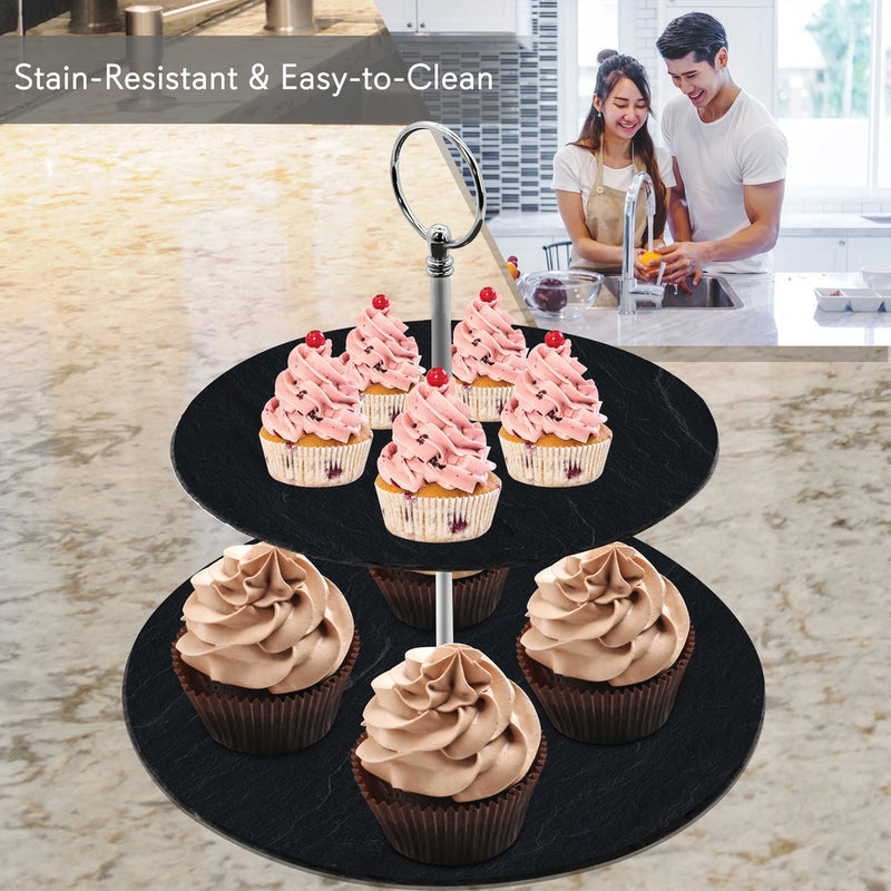 2-Tier Cake Stand Tower Tray