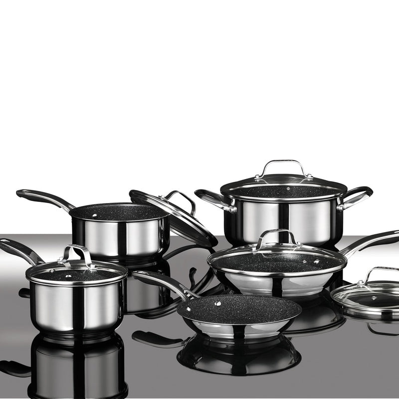 Stainless Steel Non-Stick 10-Piece Cookware Set with Stainless Steel Handles