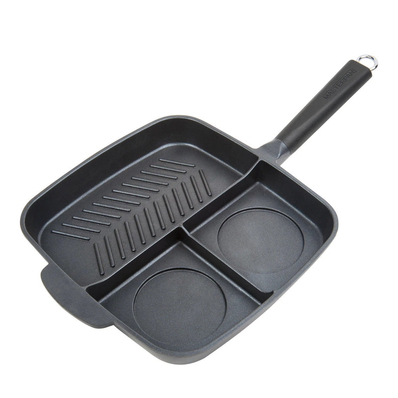 3-SECTION 11" NON-STICK GRILL & GRIDDLE SKILLET